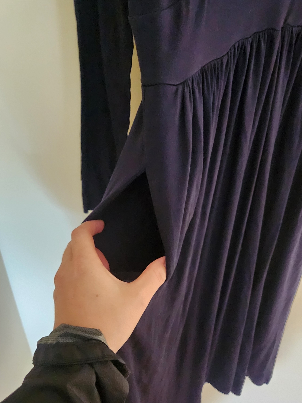 Boden Dress Thea Blue Jersey Midi Dress Long Sleeve Minimalist Pockets US 8R - Picture 5 of 6